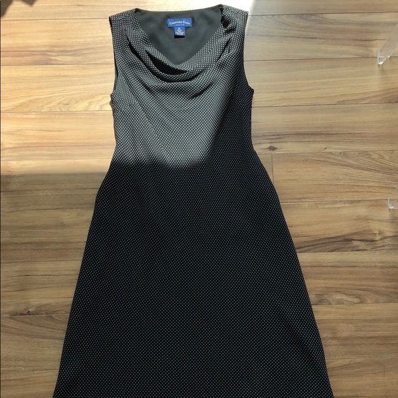 CHARTER CLUB SILK BLACK POLKA DOT DRESS - Picture 1 of 7